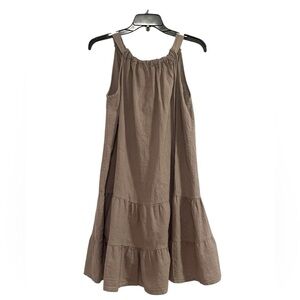 Bellambia Linen Dress Sz S Made in Italy Brown Sleeveless Tiered Dress